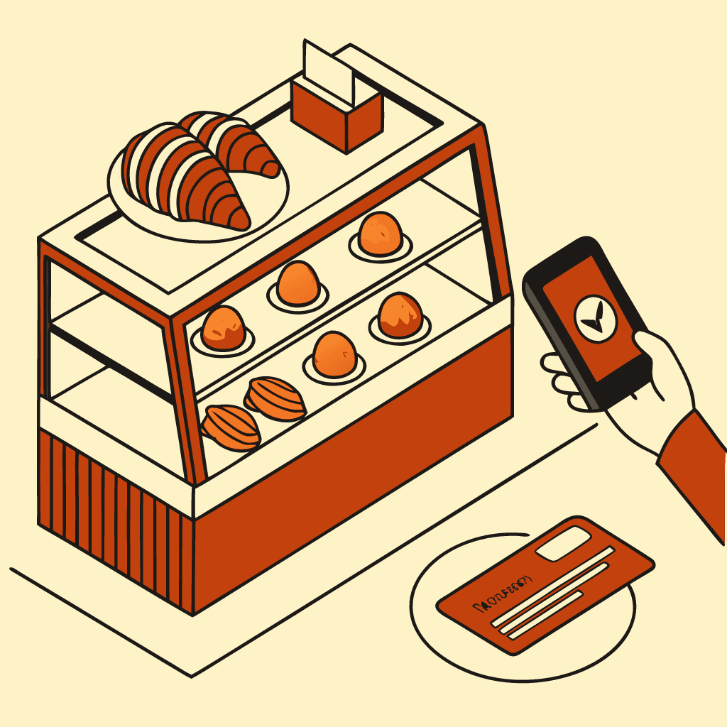Carte avis Google NFC posée en caisse d'une boulangerie