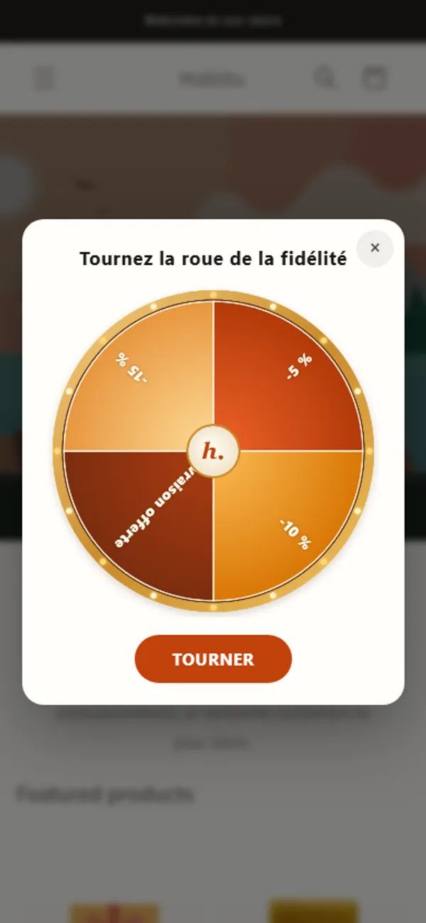 Roue de la fortune Habitu sur une boutique Shopify