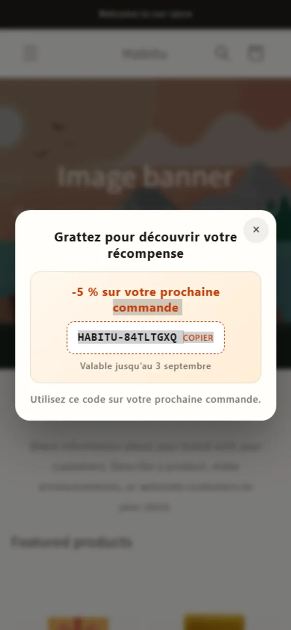 Carte à gratter Habitu sur une boutique Shopify